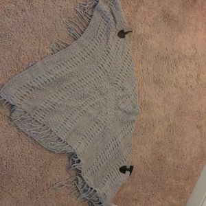 Grey shawl black button